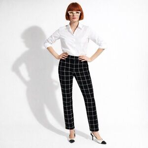 Max Mara Windowpane Check SESAMO Pants with Cuffs